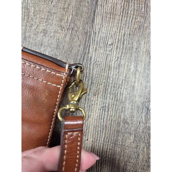 FOSSIL Crossbody Bag Handbag Purse Tan Leather Saddle Bag Vintage Brown - Picture 5 of 7
